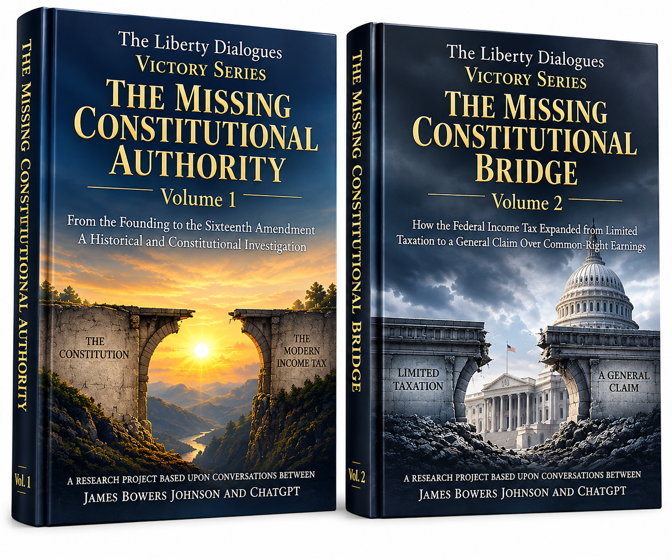 The Missing Constitutional Authority (Volume 1) and The Missing Constitutional Bridge (Volume 2) book covers